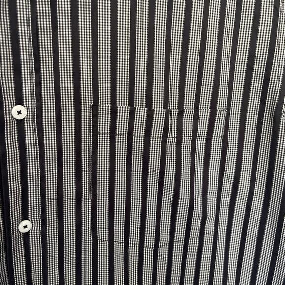 Bugatchi Uomo Dot Stripe Button Up Black Mens Shirt Sz XL Long Sleeve Contrast - Picture 4 of 12